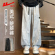 回力休閑褲男美式臟臟褲春秋季寬松扎染褲子男潮流復古彎刀褲白灰2XL