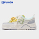 FILA FUSION斐樂潮牌女鞋滑板生活鞋2025夏新款50-50帆布鞋休閑鞋 奶白/精靈綠-GG 38