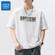 真維斯（JEANSWEST）春夏季大碼短袖t恤男士ins潮流字母印花圓領(lǐng)運(yùn)動(dòng)休閑寬松半袖上衣 J808-白色 L