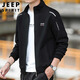 JEEP SPIRIT吉普夾克男春季潮流休閑外套男士開衫立領(lǐng)衛(wèi)衣男裝 黑色 XL 