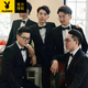 花花公子（PLAYBOY）伴郎西服套裝男春夏季新款修身宴會大學(xué)生面試商務(wù)休閑職業(yè)正裝 黑色單西服+領(lǐng)結(jié) XL