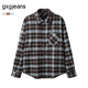 gxg.jeans男裝25春新品雙色格子長(cháng)袖襯衫慵懶襯衫外套#J25D031002 藍咖格 XL