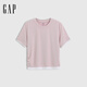 GAP【EasyChill系列】女裝2025春季新款假兩件寬松短袖T恤727397 淡紫色 L (170/88A) 亞洲尺碼