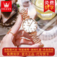 歐利時(shí)進(jìn)口機芯手表女時(shí)尚簡(jiǎn)約氣質(zhì)女士手表鋼帶防水石英女表帶日歷手表 女神-玫瑰金色白面