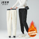 JEEP SPIRIT吉普休閑褲男女冬季羊羔絨加絨加厚保暖束腳防風(fēng)抗寒運(yùn)動(dòng)褲情侶 保暖羊羔絨-印花黑色 XL