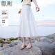 香影白色a字半身裙女2026夏裝新款高腰超仙絕美垂墜感蕾絲邊裙子 白色 半裙 M 160/64A/95-110斤