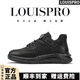 LOUISPRO輕奢男鞋輕便男士休閑皮鞋套腳透氣平底舒適軟底運動旅游鞋子男潮 黑色 42 【皮鞋碼】