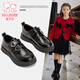 富羅迷女童皮鞋春秋季軟底百搭小女孩校園演出鞋兒童單鞋 黑色 32 