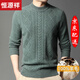 恒源祥毛衣男高領(lǐng)冬天長(cháng)袖100%純羊毛衫針織衫冬季厚款保暖中年男士打底 PD-G31030豆綠色（加厚） XL (175) （適合130-145斤）