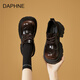 DAPHNE達(dá)芙妮厚底米奇頭單鞋2025春季新款時(shí)尚百搭大頭JK小皮鞋布洛克樂(lè)福鞋 亮面棕色 36