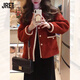 Jret紅色小香風(fēng)外套女春秋季2025新款小個(gè)子加厚高級感短款上衣 紅色外套 L