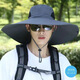 大檐防曬帽夏季遮陽帽男女釣魚登山漁夫帽速干防曬西部牛仔帽 【防水速干面料15cm】深灰