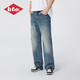 LEE COOPER/李庫珀 男士個性做舊牛仔褲2025春夏新款復(fù)古潮酷寬松褲子男 藍(lán)色 31