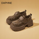 DAPHNE達芙妮英倫風(fēng)厚底豹紋復古樂(lè )福鞋女2026春季新款小皮鞋增高 卡其色 【新款熱賣(mài)】 37