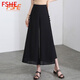 FSHE新中式盤(pán)扣闊腿褲女春夏季開(kāi)叉雪紡裙褲2025垂感寬松薄款九分褲 黑色 高腰雪紡闊腿褲 L 【建議105-115斤】