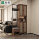椰果藤編鞋柜玄關(guān)柜一體中古風(fēng)玻璃屏風(fēng)隔斷柜正對門(mén)口收納儲物柜 北美胡桃 100厘米長(cháng)A款屏風(fēng)在左