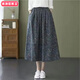柏潮文藝復古民族風(fēng)小碎花半身裙2025大碼女裝印花中長(cháng)款a 復古藍灰小碎花 L 建議80-斤