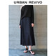 UR2025春季新款女裝復古撞色明線(xiàn)后拉鏈牛仔半裙UWM850083