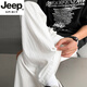 JEEP SPIRIT高檔褲子男夏季薄款純棉休閑褲2025新款闊腿運動(dòng)長(cháng)褲男士直筒褲 白色 M (95-110)斤