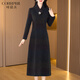 可蓓兒加絨加厚保暖連衣裙女冬季新款高級洋氣時(shí)尚配大衣打底裙子 2XL
