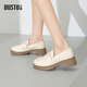 大東樂(lè )福鞋女鞋2025春季新款時(shí)尚休閑粗跟復古通勤風(fēng)圓頭單鞋3196