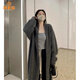 派吉鯊灰色中長款過膝毛衣外套女春秋冬季慵懶風(fēng)加厚百搭針織衫開衫大衣 深灰色 S 80-90