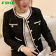 FSHE2025新款小香風(fēng)春款外套女洋氣百搭開衫氣質(zhì)顯瘦短款小香風(fēng)上衣潮 黑色 春秋款 無內(nèi)里 XL 120-132斤