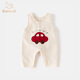 班喜迪嬰兒衣服春裝嬰幼兒背帶褲外出服超萌男女寶寶連體衣可愛(ài)爬服春秋 米色 73cm