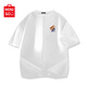 名創(chuàng)優(yōu)品（MINISO）純棉白色短袖男新款潮牌男生半袖t恤青少年百搭正肩圓領上衣體恤 白色(浮光筆刷胸標) L /175(30天質量問題全額退)