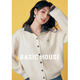 Basic House/百家好拼色翻領(lǐng)短款毛衣2025春新款假兩件開(kāi)衫外套女 白色 M