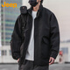 吉普（JEEP）外套男春秋季夾克男士立領(lǐng)寬松休閑衣服男裝沖鋒潮上衣 黑色 2XL