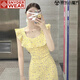 SNYDER WEAR韓系穿搭黃色小飛袖方領(lǐng)碎花連衣裙子女夏季2025新款無(wú)袖吊帶長(zhǎng)裙 【黃色】 S 40/45kg