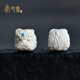 心佑天然猛犸象牙雕醒獅吊墜項鏈背云菩提文玩手串單珠隔珠側(cè)掛配飾品 點綠款醒獅·寬約9.5mm