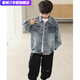 雷姆汀男童牛仔衣外套春秋款秋裝中大童韓版潮 藍色 牛仔外套 110