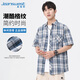 真維斯（JEANSWEST）襯衫男短袖2025夏季時(shí)尚休閑百搭格子衫男襯衣上衣深藍(lán)M