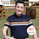 啄木鳥(niǎo)爸爸短袖t恤男夏裝中老年條紋商務(wù)休閑t恤男士冰絲涼感polo衫上衣 112藏青 L /170