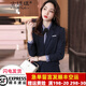 古緹琪小西裝套裝女春秋女士正裝外套OL工作服職業(yè)裝西裝女西服工裝上衣 藍(lán)色西裝 S