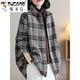 啄木鳥(niǎo)復古格子襯衫外套女品牌女裝洋氣寬松顯瘦翻領(lǐng)加絨厚磨毛上衣女 黑色 春秋常規款 L【建議110-130斤】