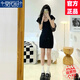 莫代爾辣妹純欲連衣裙女2025夏季新款時尚收腰顯瘦潮流包臀薄款透氣短裙 黑色 M 95-105斤