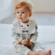 OAK FAMILY早秋新生寶寶全棉連體衣初生嬰幼兒長(zhǎng)袖爬服0-2歲新生兒衣服 小雪人-斜襟 80cm （推薦9~18個(gè)月）