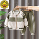 G.duck男童套裝春秋裝2026新款兒童春裝寶寶運動(dòng)服男孩棒球服酷帥兩件套 綠色 120 cm 建議身高120CM左右