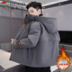 啄木鳥(niǎo)外套男夾克秋冬季新款加絨加厚棉服上衣服男裝連帽潮流休閑寬松百 118灰色【加】 厚款 2XL