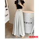 美梵朗夏季百搭外穿高腰雪紡盤(pán)扣垂感闊腿垂墜感收腰遮肚長(cháng)款裙褲子女潮 杏色春夏款闊腿裙褲838 L 建議100-115斤