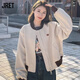 Jret小香風(fēng)外套女春秋款設計感小眾高級感小個(gè)子美式復古短款棒球服潮 杏色 M 95至110斤