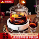 JCZS德國(guó)品質(zhì)熱紅酒鍋耐高溫煮透明玻璃電磁爐燉湯高硼硅圍爐煮果茶壺 透明色雙把鍋-L【電磁爐 140000cm