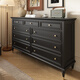 錦凱越（G.KAIYUE）黑色實(shí)木九斗柜美式法式復古客廳儲物柜臥室床尾靠墻收納抽屜柜子 1.6米九斗柜【整高98cm】