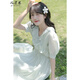 格邏恩夏季新款連衣裙學(xué)生衣服少女生短袖裙子夏天小清新仙女裙子女2022年甜美小眾森系法式初戀連衣裙女 綠色 M
