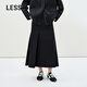 LESS春挺闊通勤職場(chǎng)氣質(zhì)腰裙簡(jiǎn)約A字綿羊毛西裝半身長(cháng)裙2P1D21400 001本黑 L