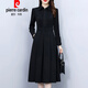 皮爾卡丹（pierre cardin）中年媽|媽女士春秋款長(cháng)袖連衣裙2025新款氣質(zhì)洋氣裙子針織 黑色 有口袋 L (100-110斤)