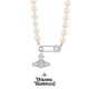 薇薇安·威斯特伍德（Vivienne Westwood）明星西太后正品珍珠項鏈毛衣鏈土星別針鎖骨鏈送女友七夕禮物 銀色--土星別針珍珠鏈